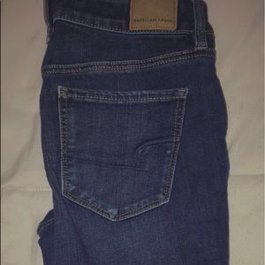 American Eagle dark wash ripped jeans.